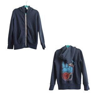 Californian Vintage 4T Navy Blue Full Zip Sweatshirt Hoodie Jacket Peace Palm